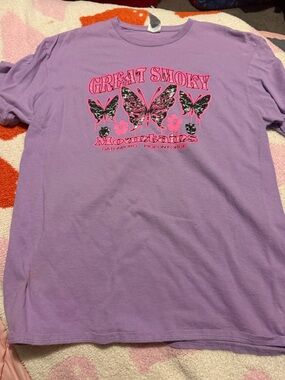 Delta Lavender Short Sleeve Tee with Pink & Black Butterfly Graphic